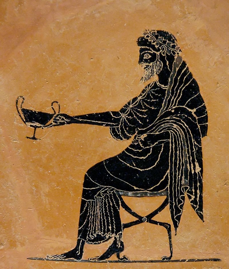 Fragment czarnofigurowego naczynia przedstawiającego Dionizosa 